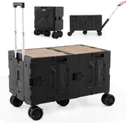 Black 150L Folding Shopping Trolley Collapsible Wagon Cart w/ Telescopic Handle