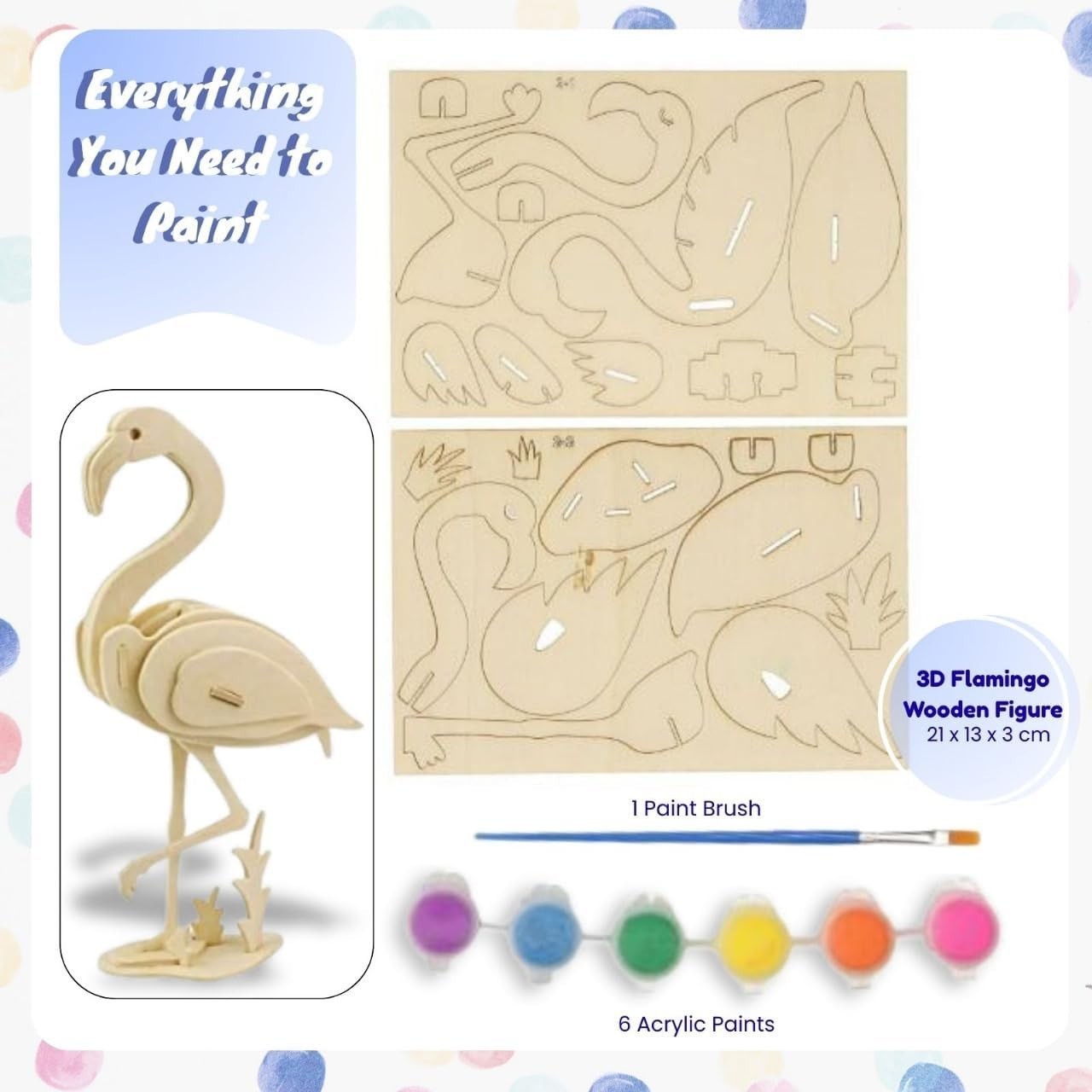 3D Wooden Animal Puzzle Kit for Kids, Paint & Build Craft Set, Educational