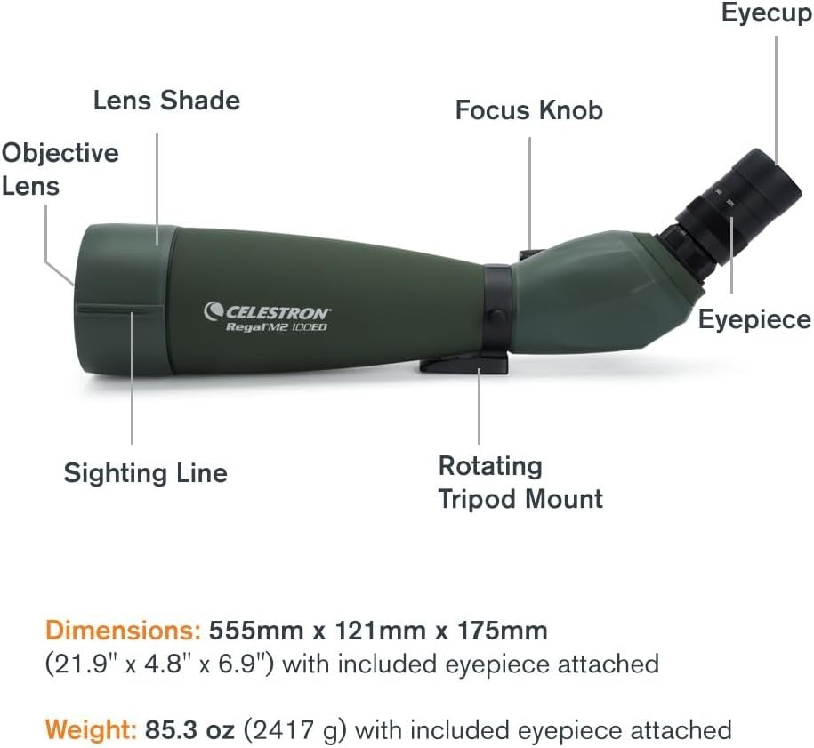 22-67x100 ED Spotting Scope Angled Zoom Waterproof HD Optics Birdwatching
