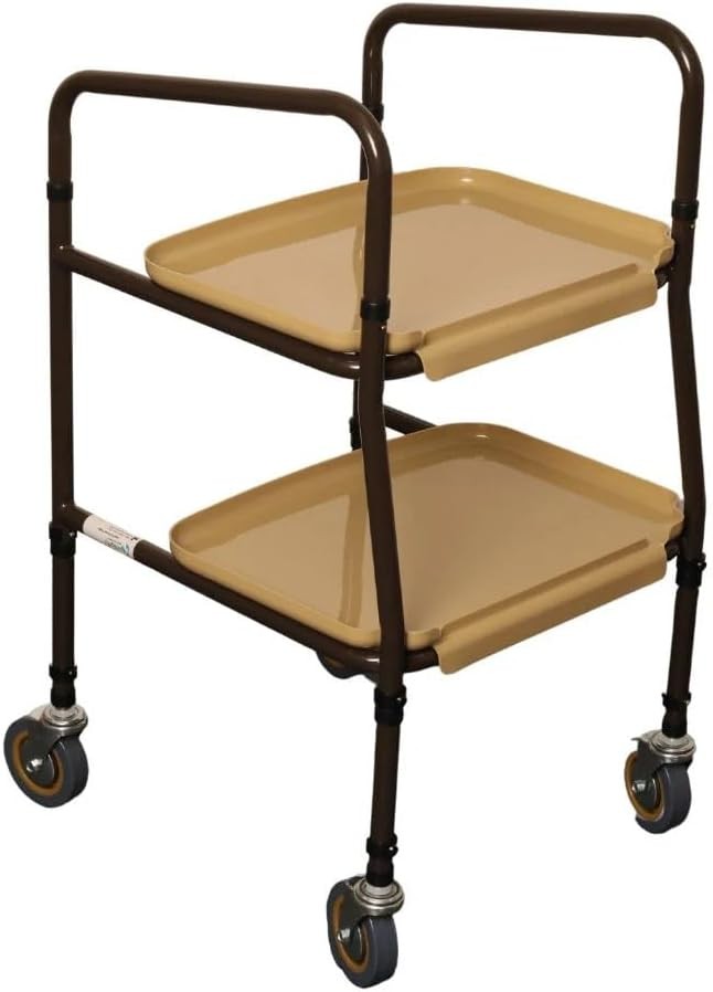 Mobility Trolley Walker with Wheels Storage Trays Sturdy Walking Aid