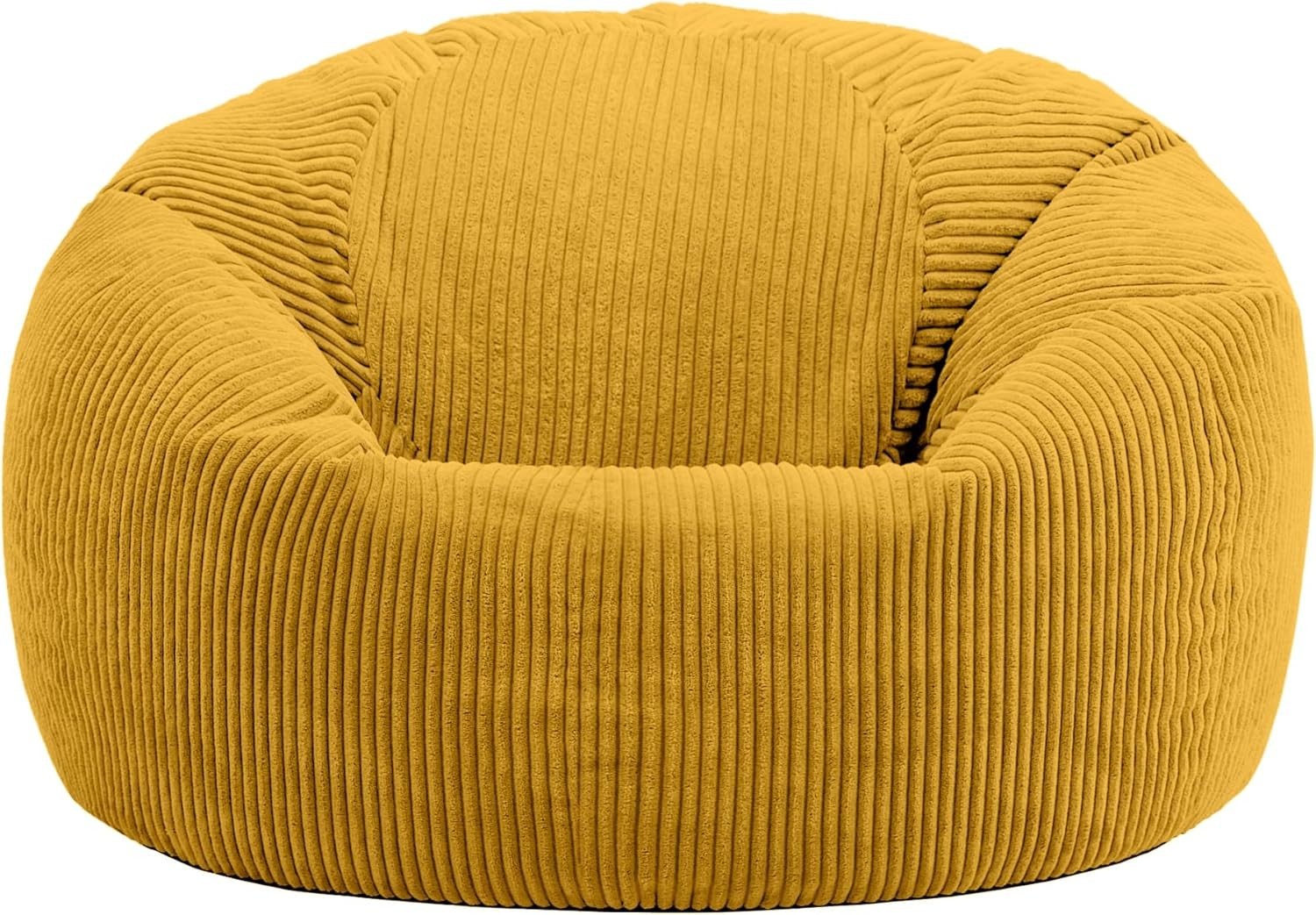 2x Corduroy Bean Bag Chairs Adult Large Comfy Sofa Seat Ochre Yellow