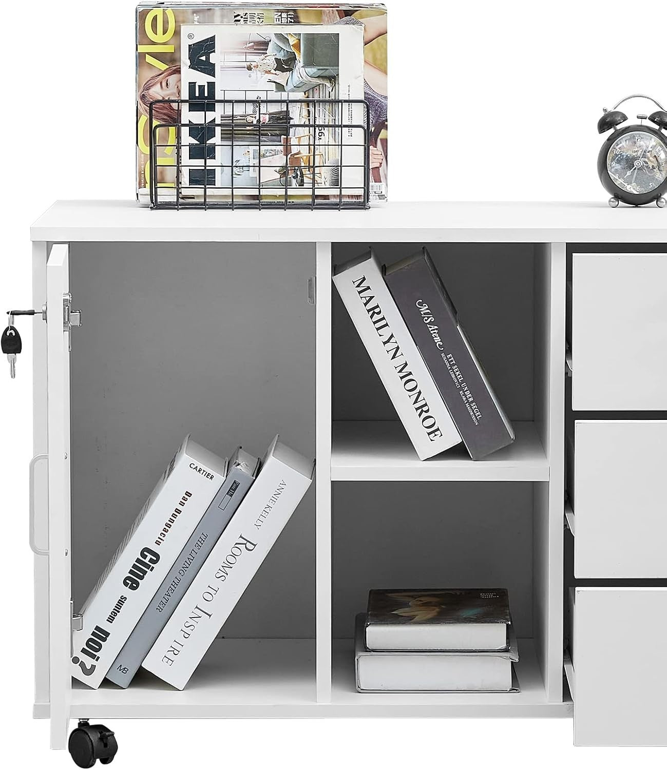 Large Locking Rolling File Cabinet 3 Drawer Printer Stand Storage Unit