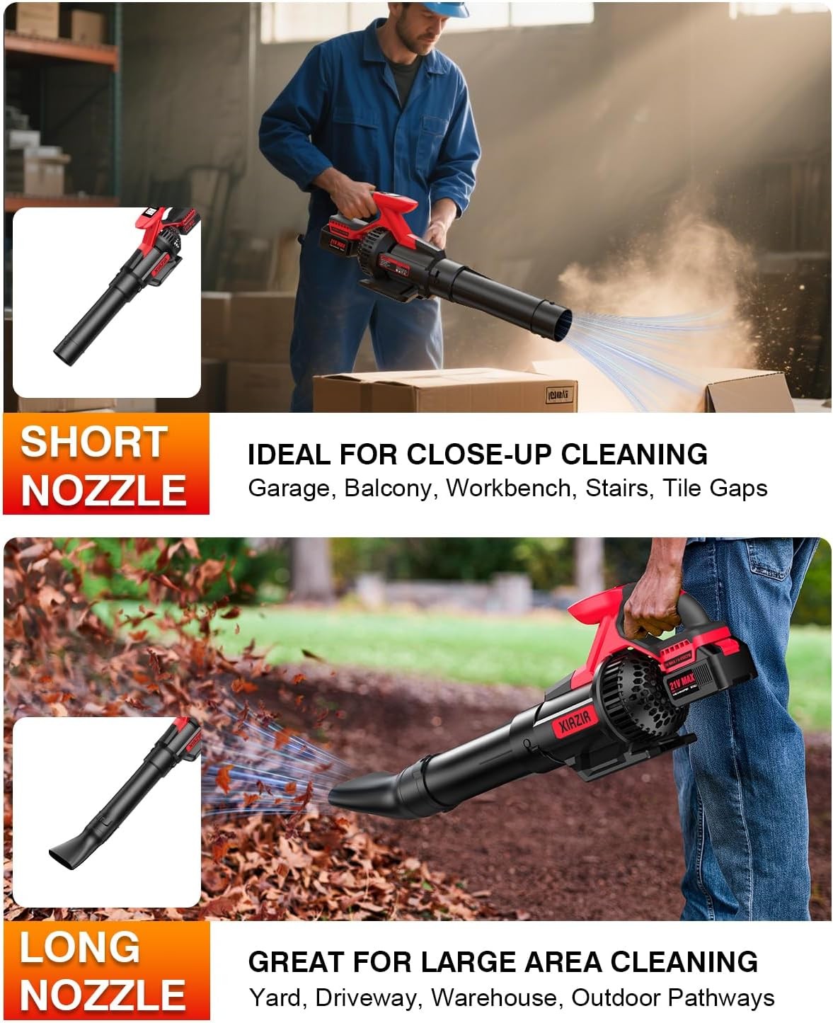 Cordless Leaf Blower LCD Display 3 Speed 2 Batteries Lightweight