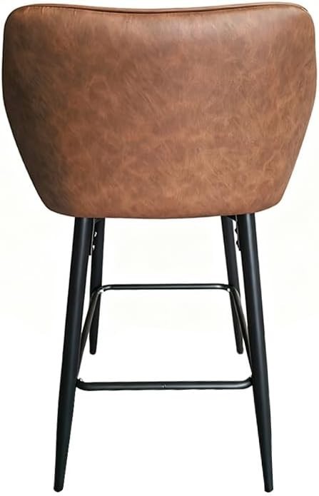 PU Leather Bar Stools with Armrest & Footrest – Brown L-Shape