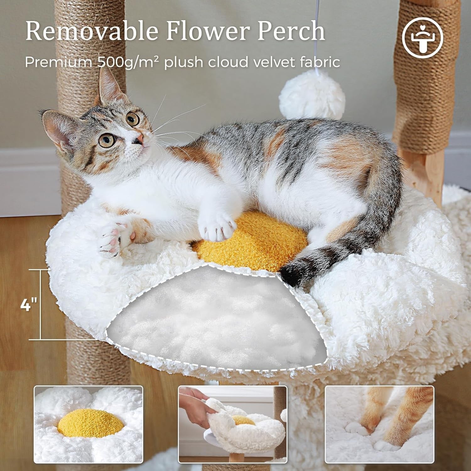 Luxury Cat Tree Tower 123cm Wicker Basket Condo Hammock Scratching Post