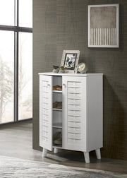 4 Tier 2 Door Shoe Cabinet Wooden Storage Unit 60x33x83 cm White