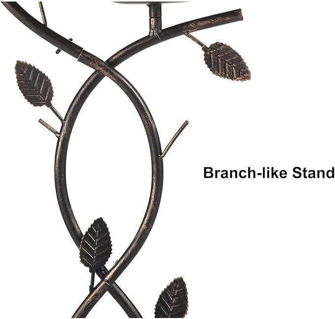 28" Bronze Iron Bird Bath Stand – Elegant Outdoor Feeder Bowl for Garden Décor