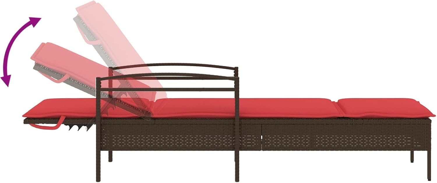 Adjustable Outdoor Sun Lounger with Cushion Weather-Resistant PE Rattan Patio