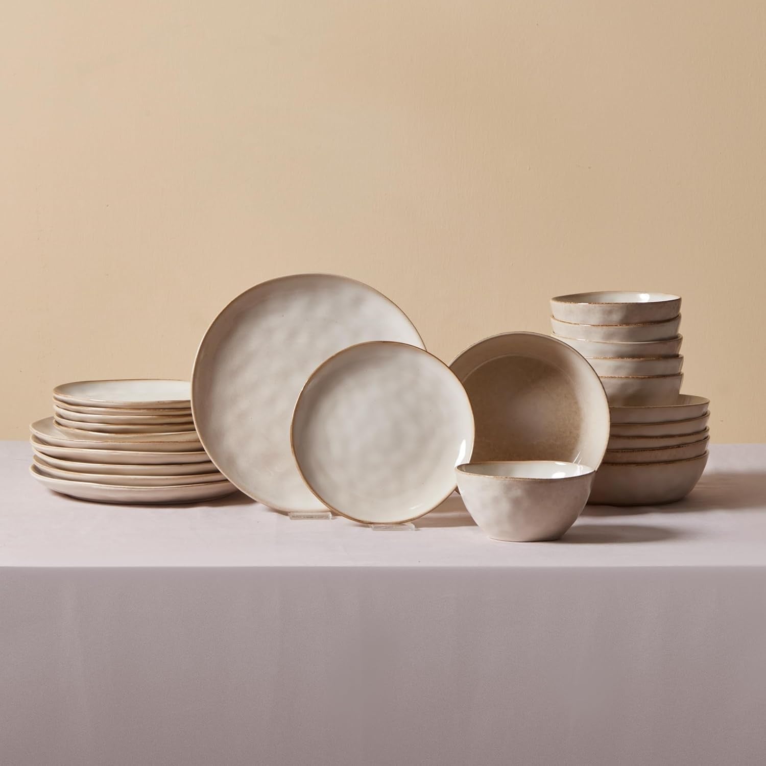 24pc Stoneware Dinner Set Plates Bowls Reactive Glaze Tableware for 6