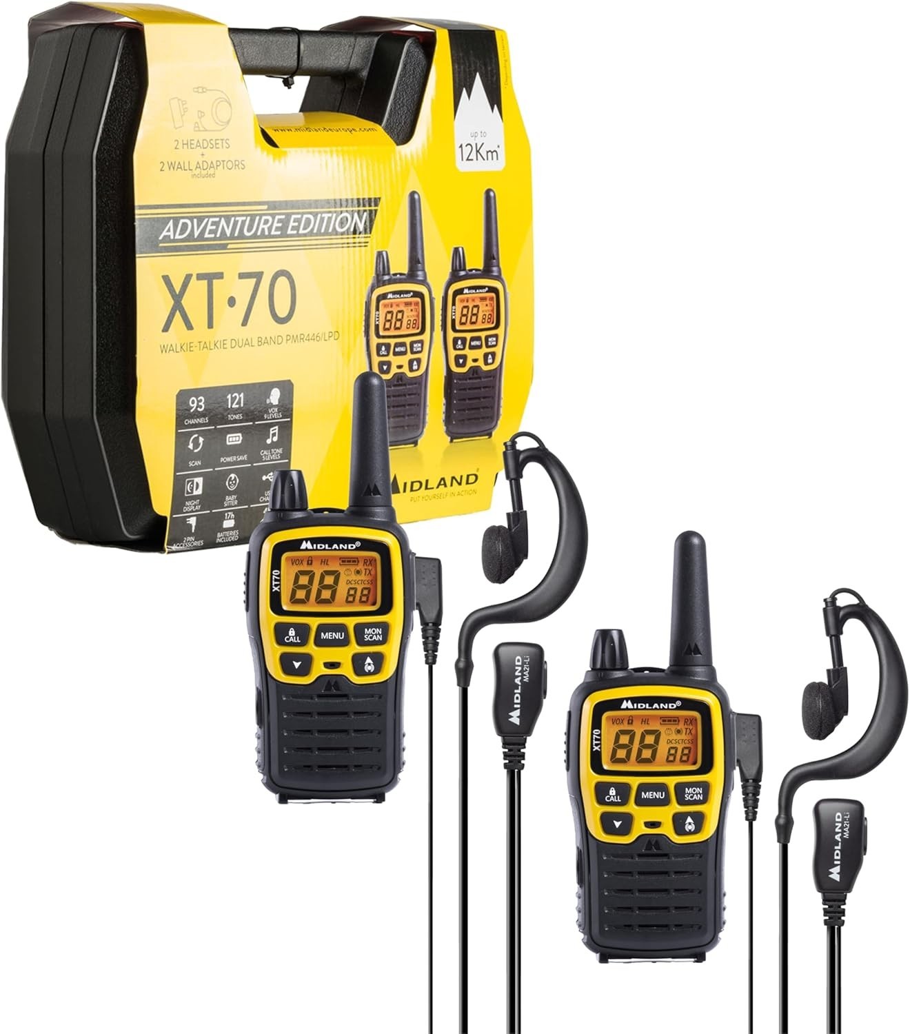Long Range Walkie Talkies Adventure Kit 12km VOX Headset Case Set