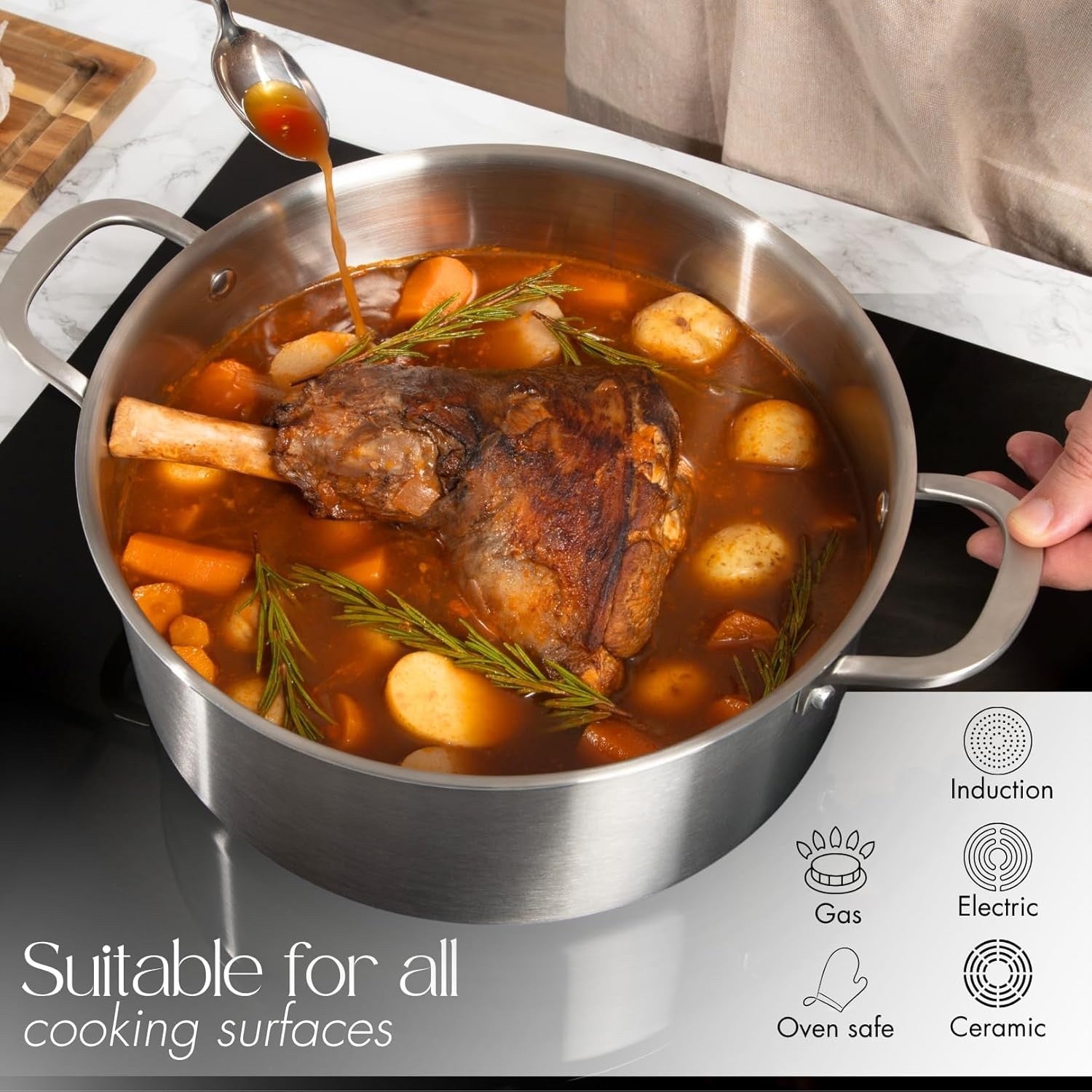 14pcs Stainless Steel Cookware Set Induction Pots Pans with Glass Lids Non Toxic