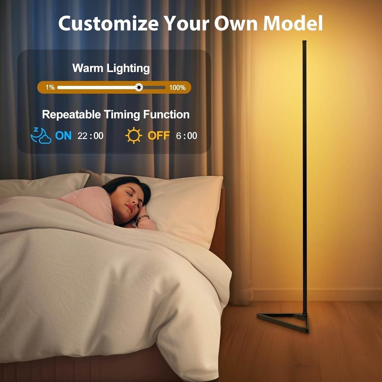 Smart RGBIC LED Floor Lamp Music Sync App Remote 16M Colours Corner Light
