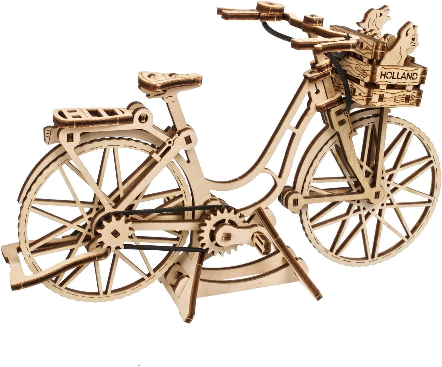 3D Wooden Bicycle Puzzle Kit with Moving Chain Drive & Realistic Pedals