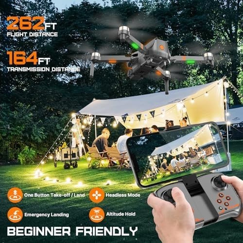 Brushless 4K Camera Drone for Kids & Adults, Foldable RC Quadcopter