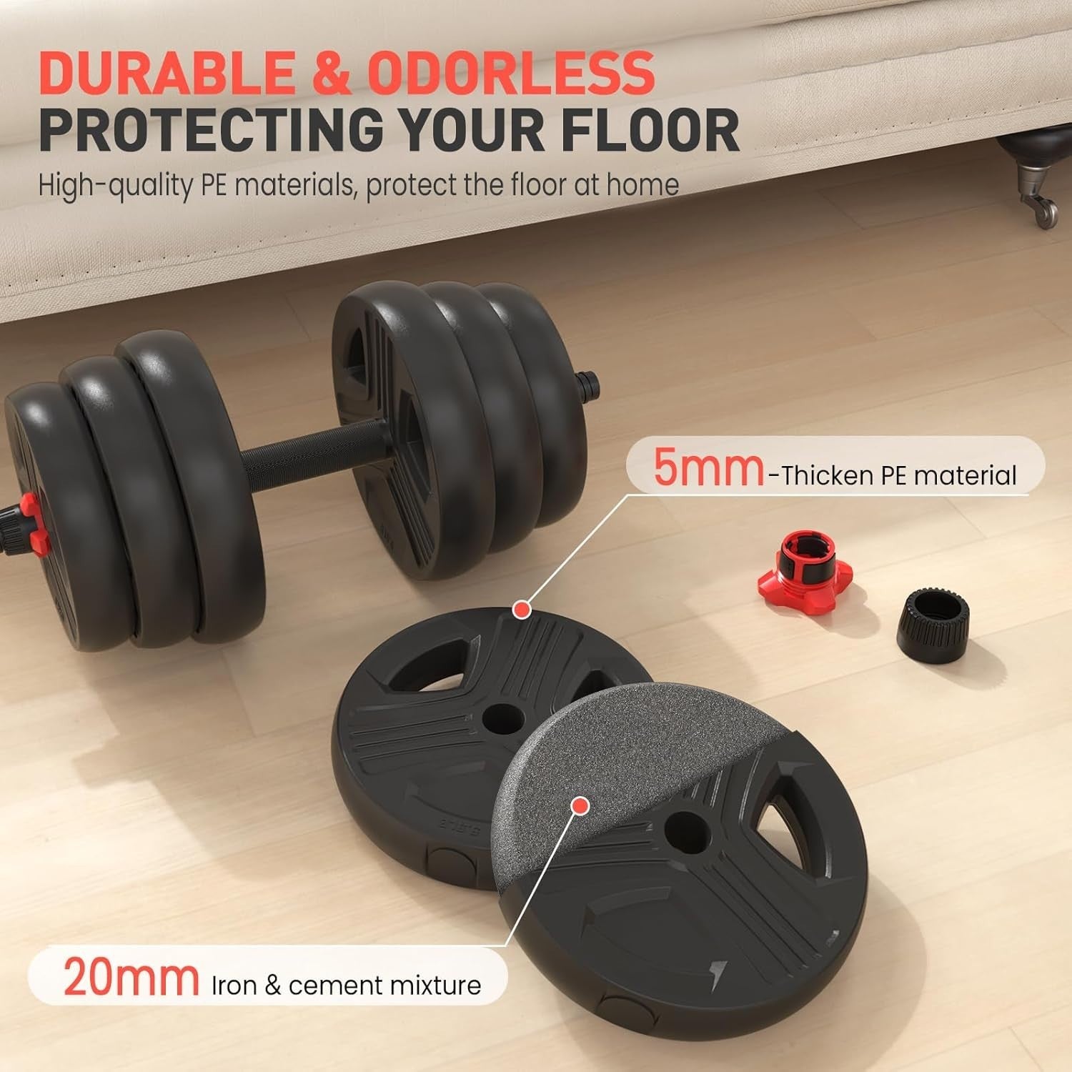 60LB Adjustable Dumbbells Set 2 in 1 Barbell Connector Home Gym
