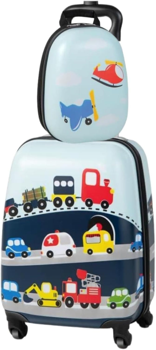 Kids Luggage Set 16” Carry On Suitcase + Backpack Hard Shell Wheels