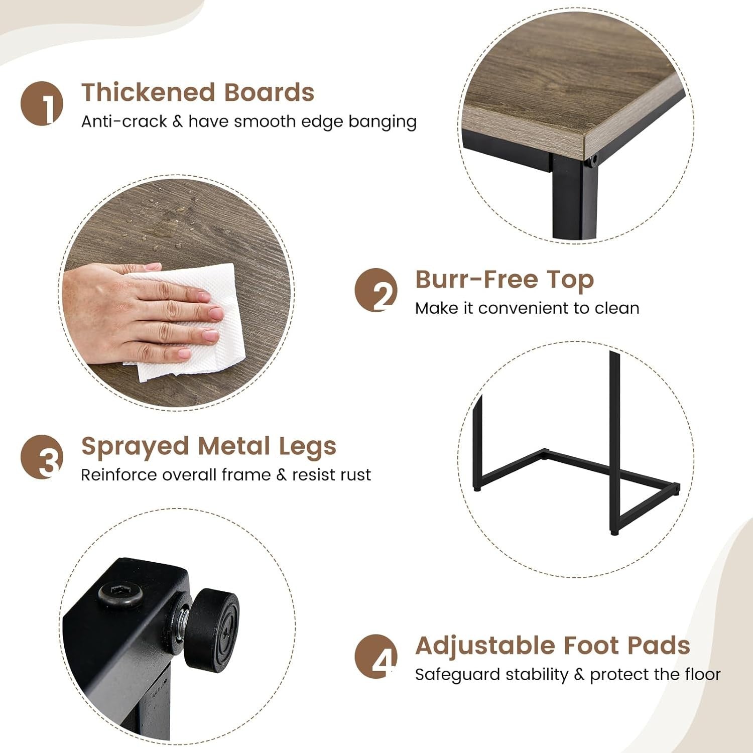 Nest of 3 C Table End Tables Stackable Coffee Side Laptop Sofa Tray Grey Oak