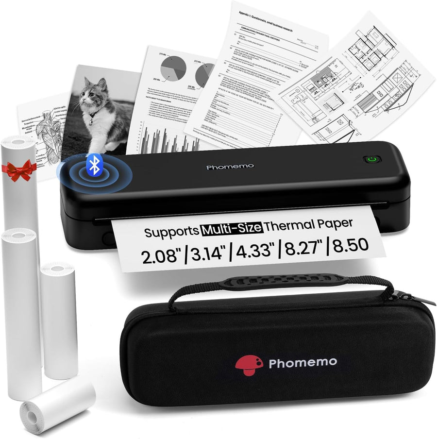 Portable A4 Thermal Printer Bluetooth Inkless 4 Rolls