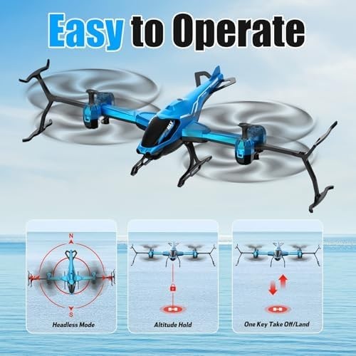 HD Camera RC Helicopter Drone with Obstacle Avoidance & 360° Flips for Kids
