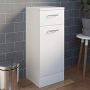 Slim White Bathroom Laundry Cabinet with Drawer Soft Close Door Storage