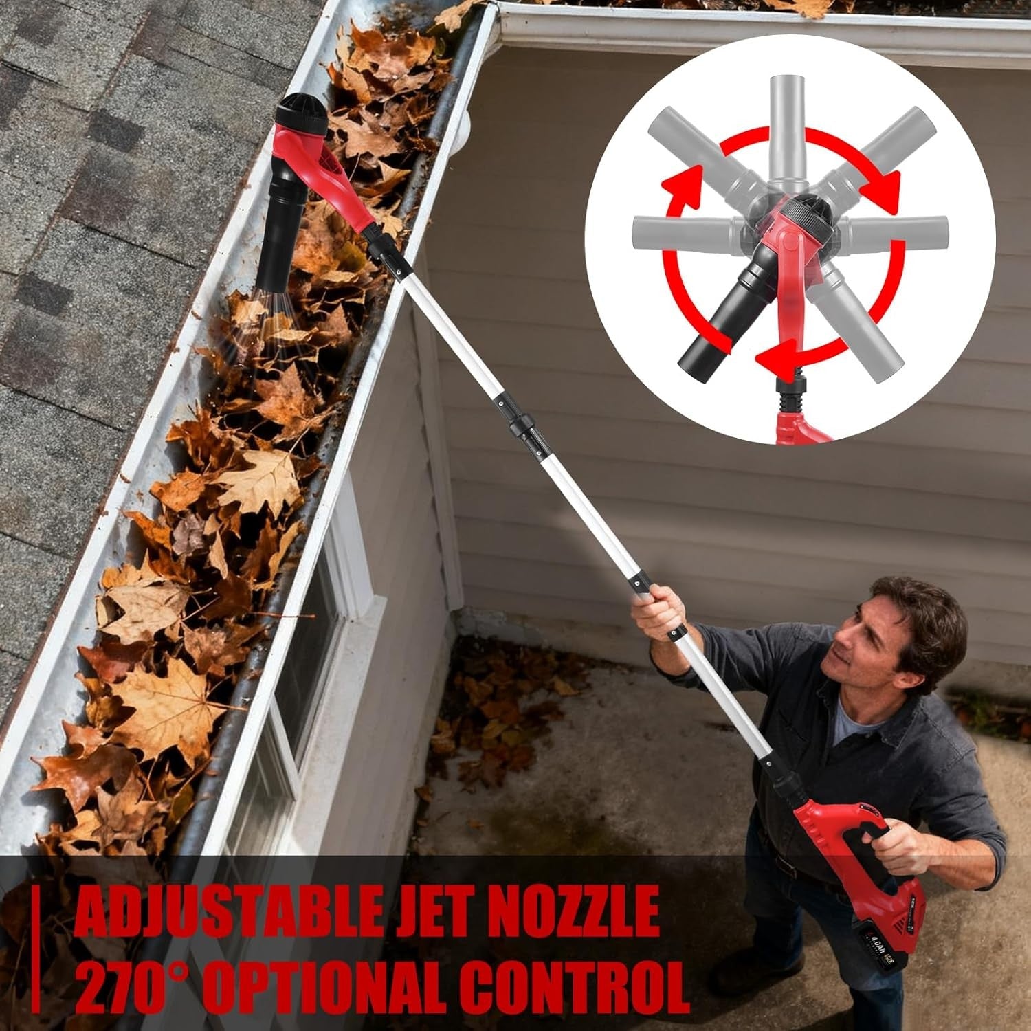 Cordless Gutter Leaf Blower 18V Brushless Long Reach 124MPH Cleaning Tool