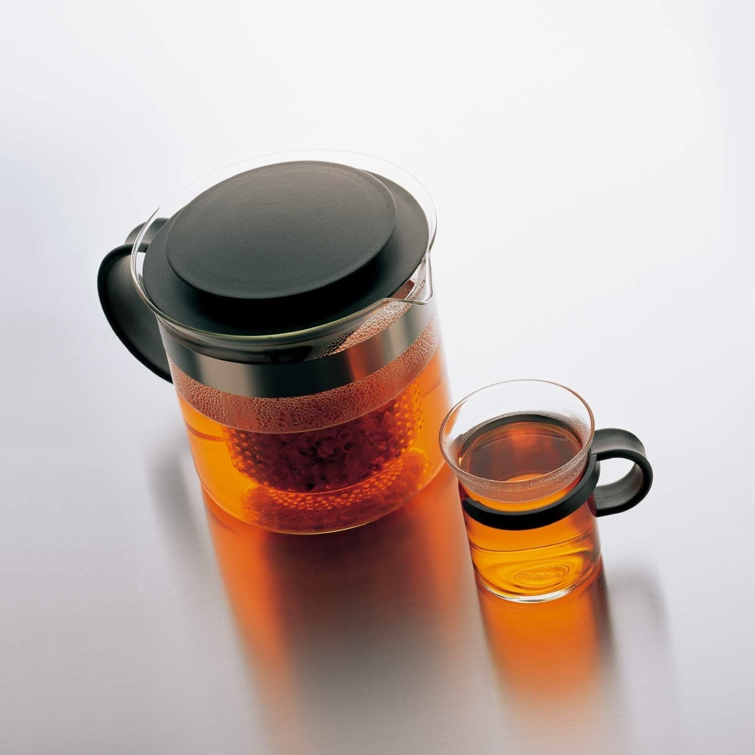 1.5L Glass Teapot with Filter 12 Cup Tea Pot Dishwasher Safe Black