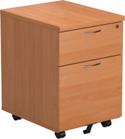 Lockable 2 Drawer Mobile Filing Cabinet Pedestal Office Storage Beech