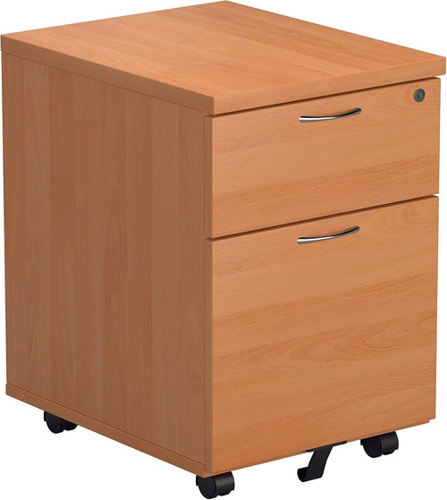 Lockable 2 Drawer Mobile Filing Cabinet Pedestal Office Storage Beech