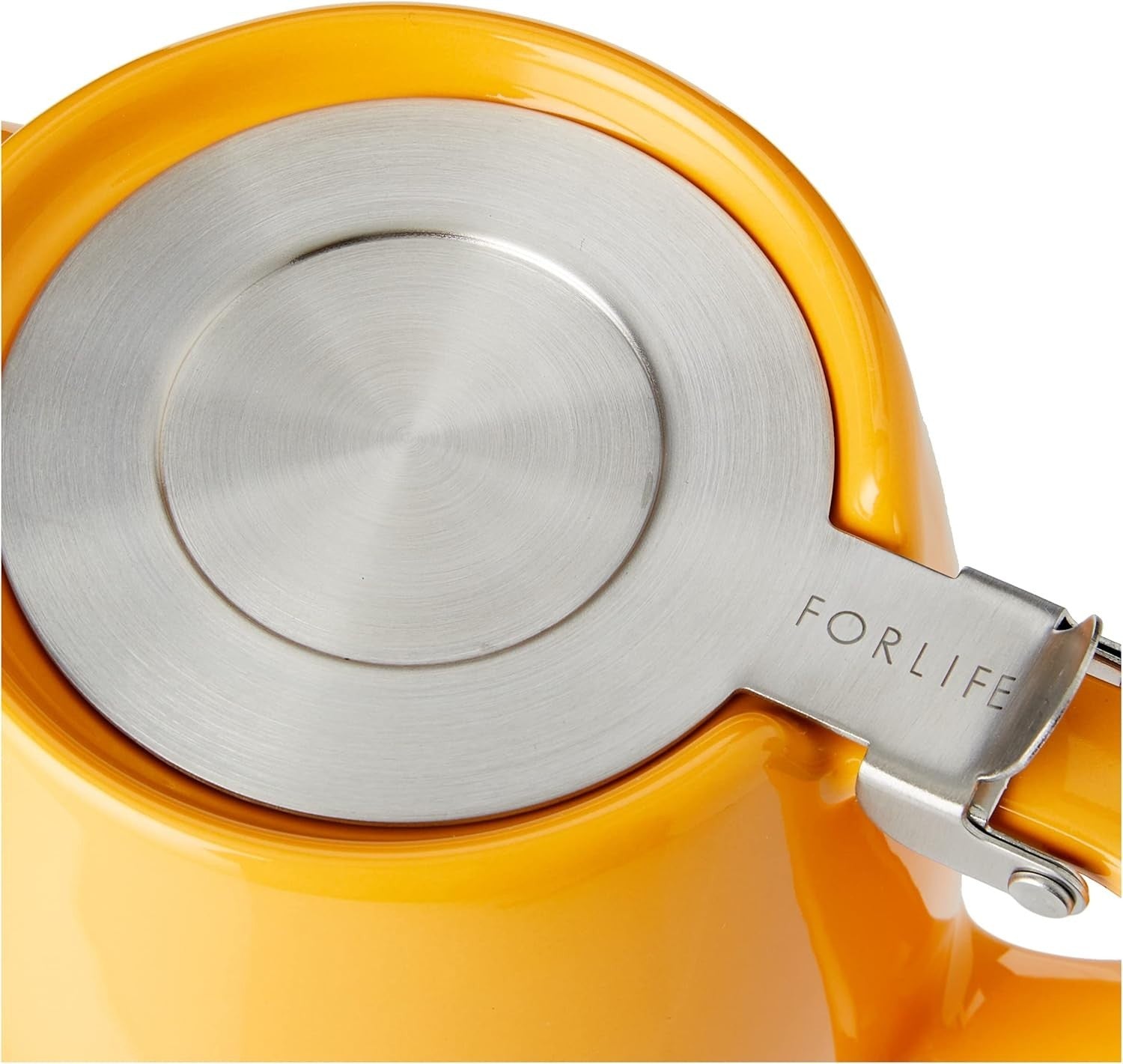 Ceramic Teapot with Infuser 530ml Tea Pot Stainless Steel Lid Orange