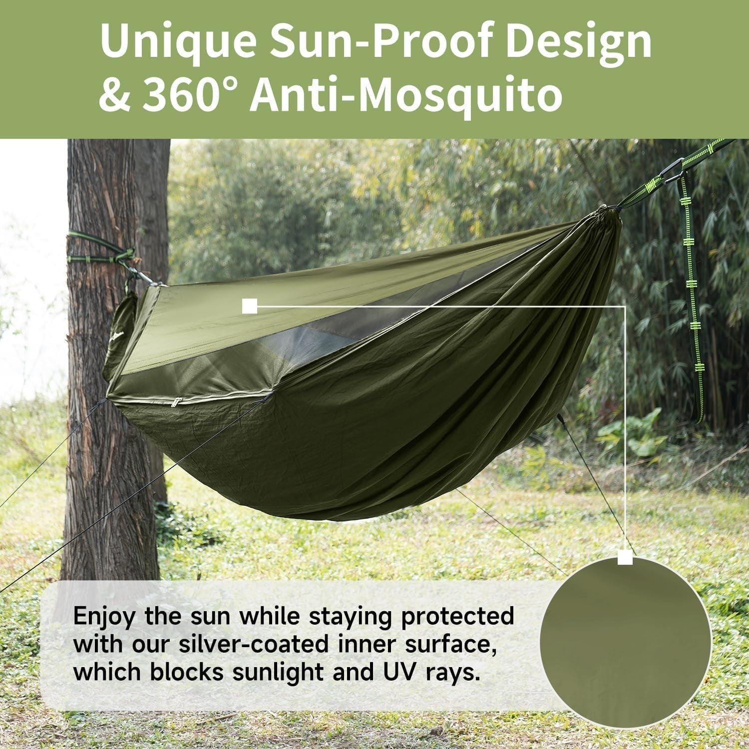 Mosquito Net Hammock with Sunshade | 290x140CM Outdoor Camping Bed