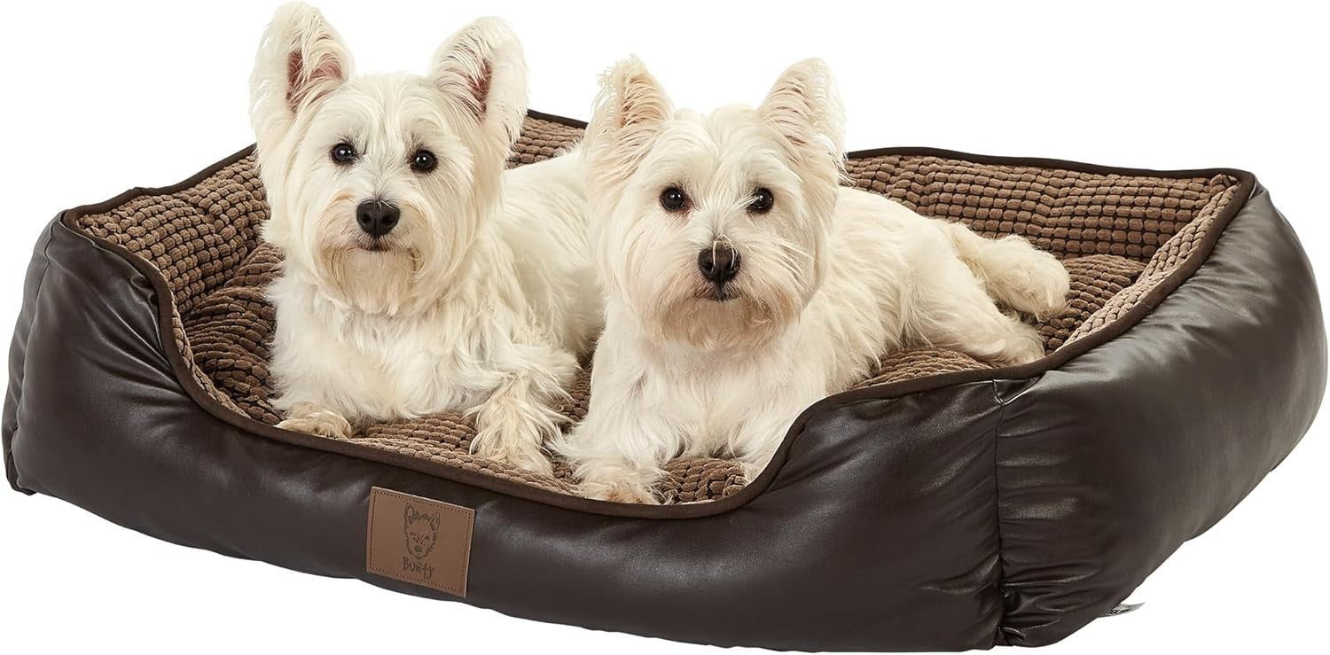 Large Faux Leather Dog Bed 90x75x20cm Washable Chew Resistant