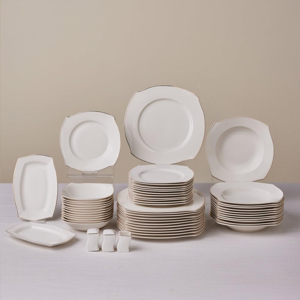 53pc Bone China Dinner Set Gold Trim Service for 12 Luxury Crockery