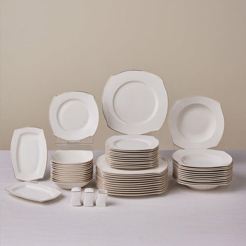 53pc Bone China Dinner Set Gold Trim Service for 12 Luxury Crockery