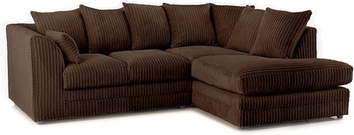 Brown Jumbo Cord 4-Seater Right Hand Corner Sofa | Soft Cushions & Durable