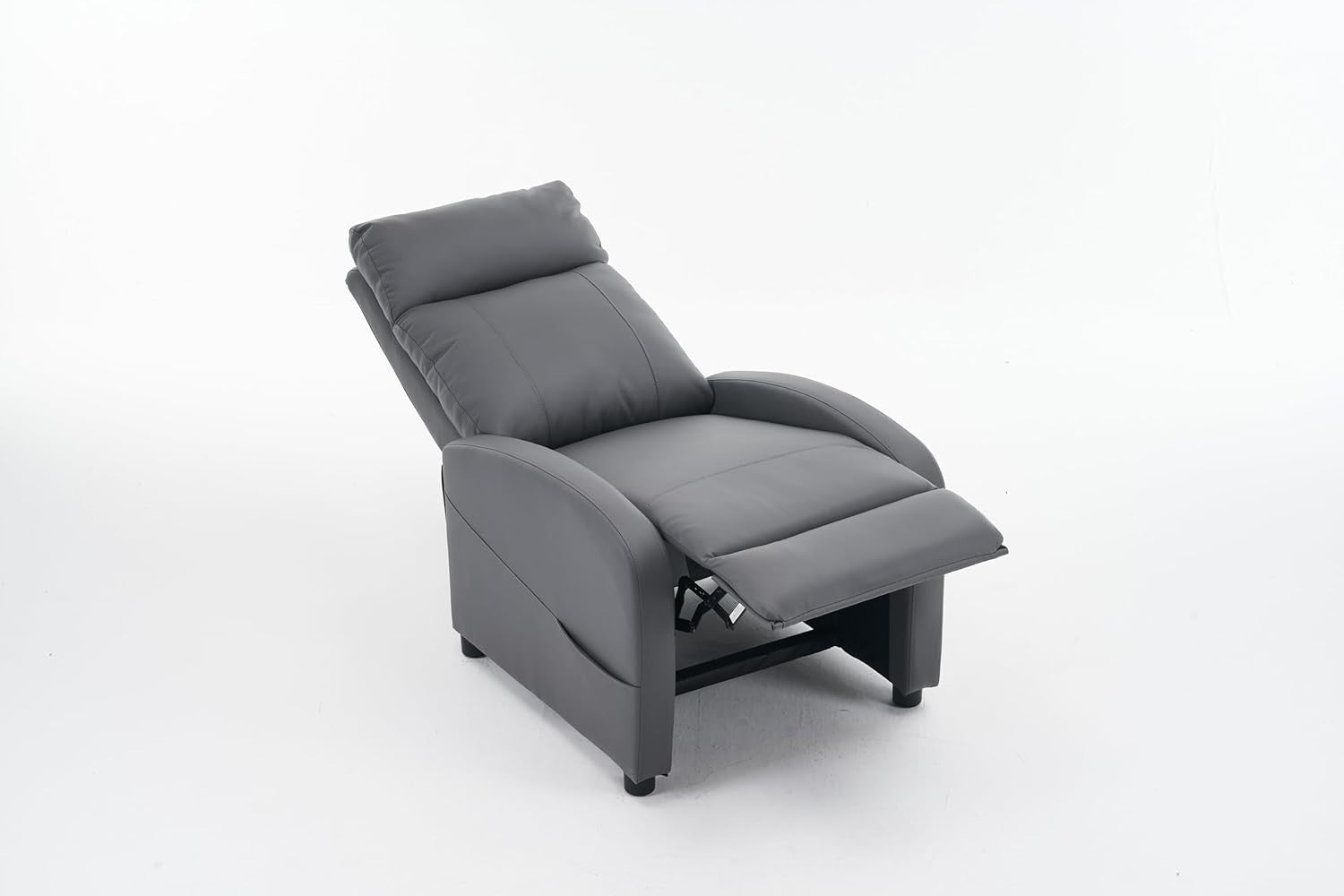 Recliner Armchair Grey PU Leather Lounge Chair Adjustable Back & Footrest