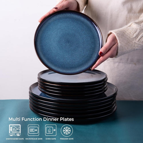 Breakfast Dessert Plates Set of 6 21.5cm Stoneware Side Plates Space Blue