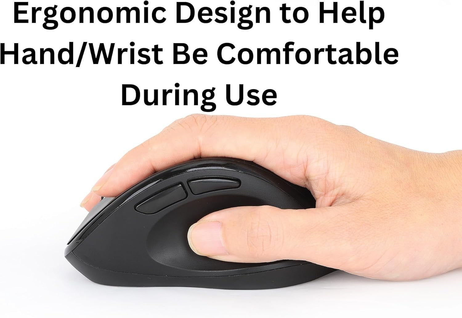 Ergonomic Wireless Mouse USB-C & USB-A Receiver 1600 DPI Black