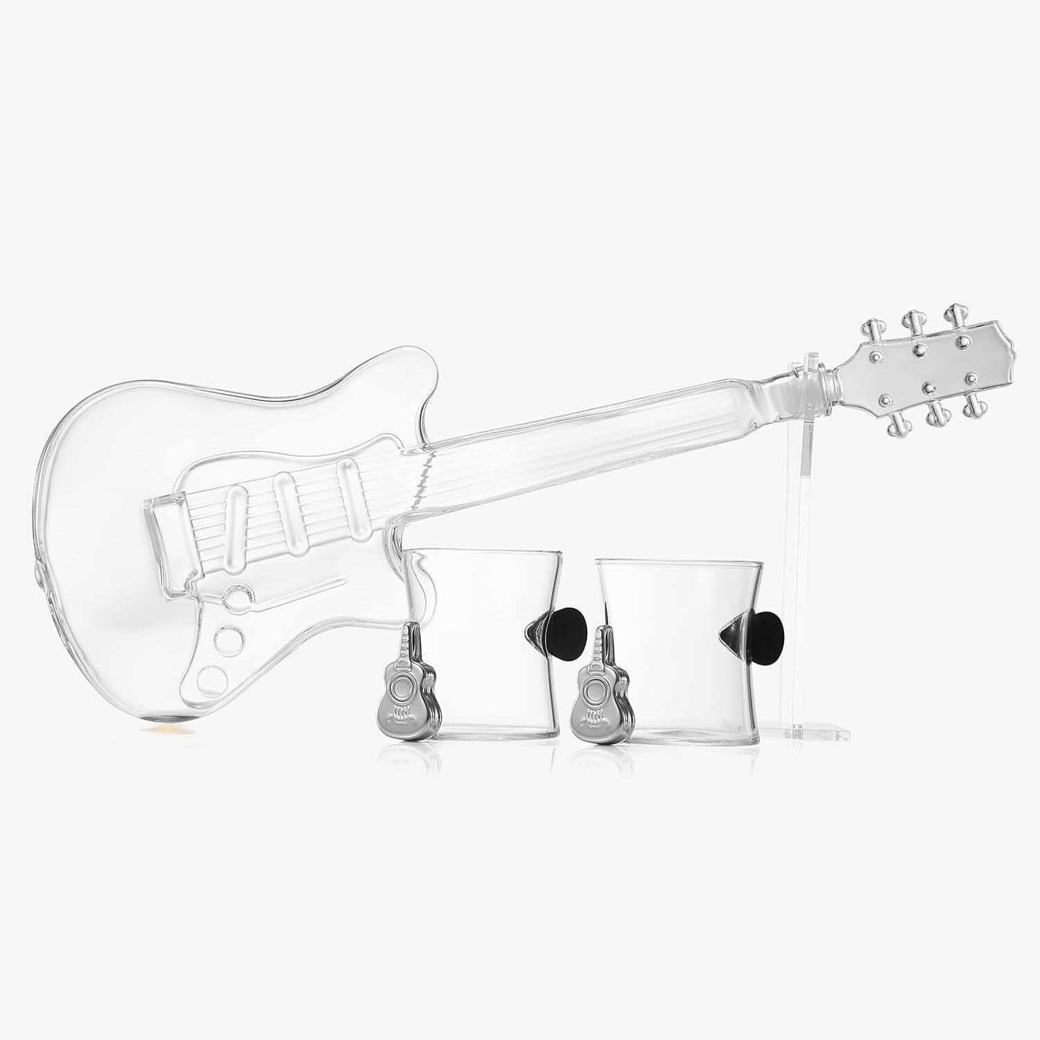 Electric Guitar Whiskey Decanter Set 1L with Stand, Case & 2 Glasses Music Gift