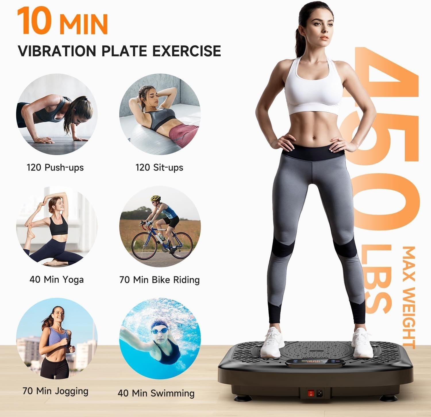 Pitch Black Vibration Plate Exercise Machine 199 Speeds 450lb Capacity
