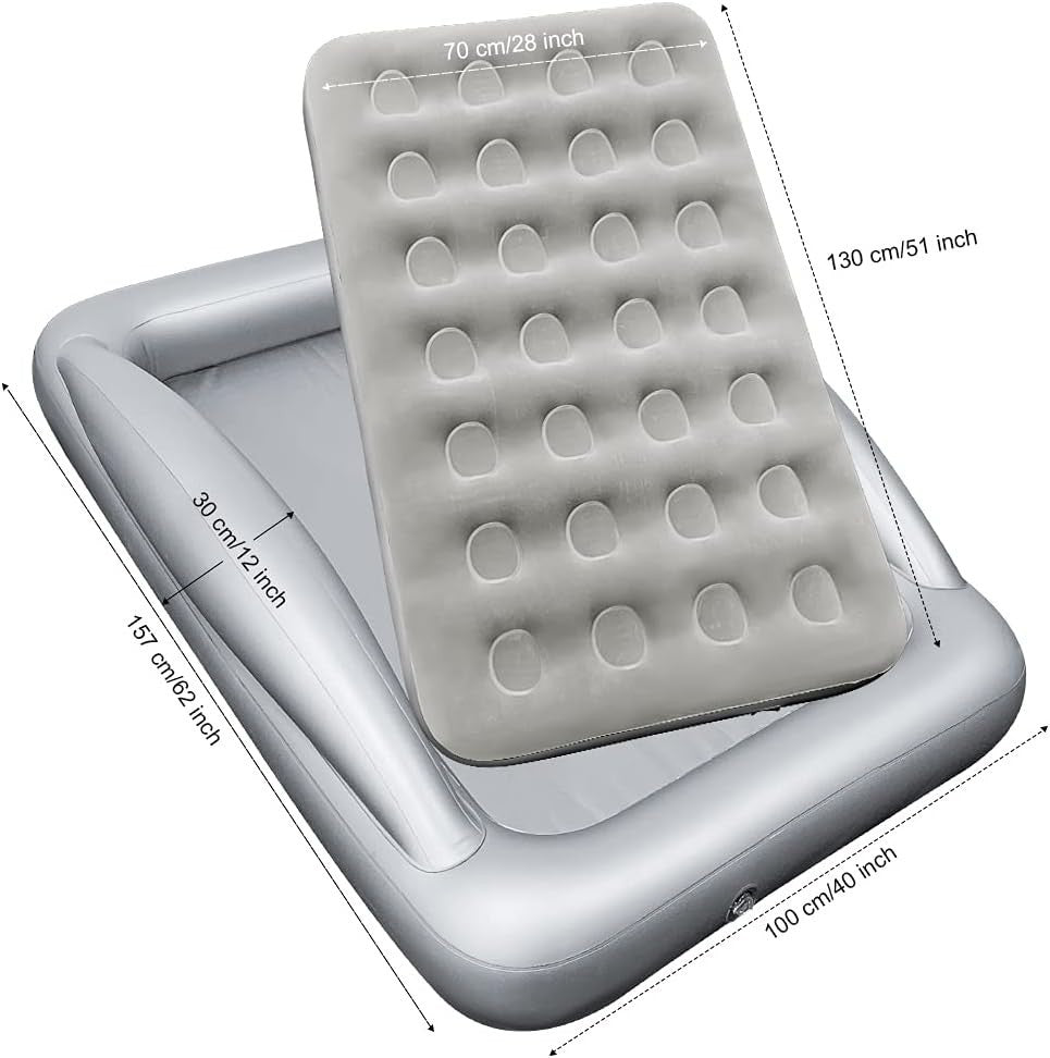 Portable Toddler Air Mattress Bed with Safety Rails & Electric Pump