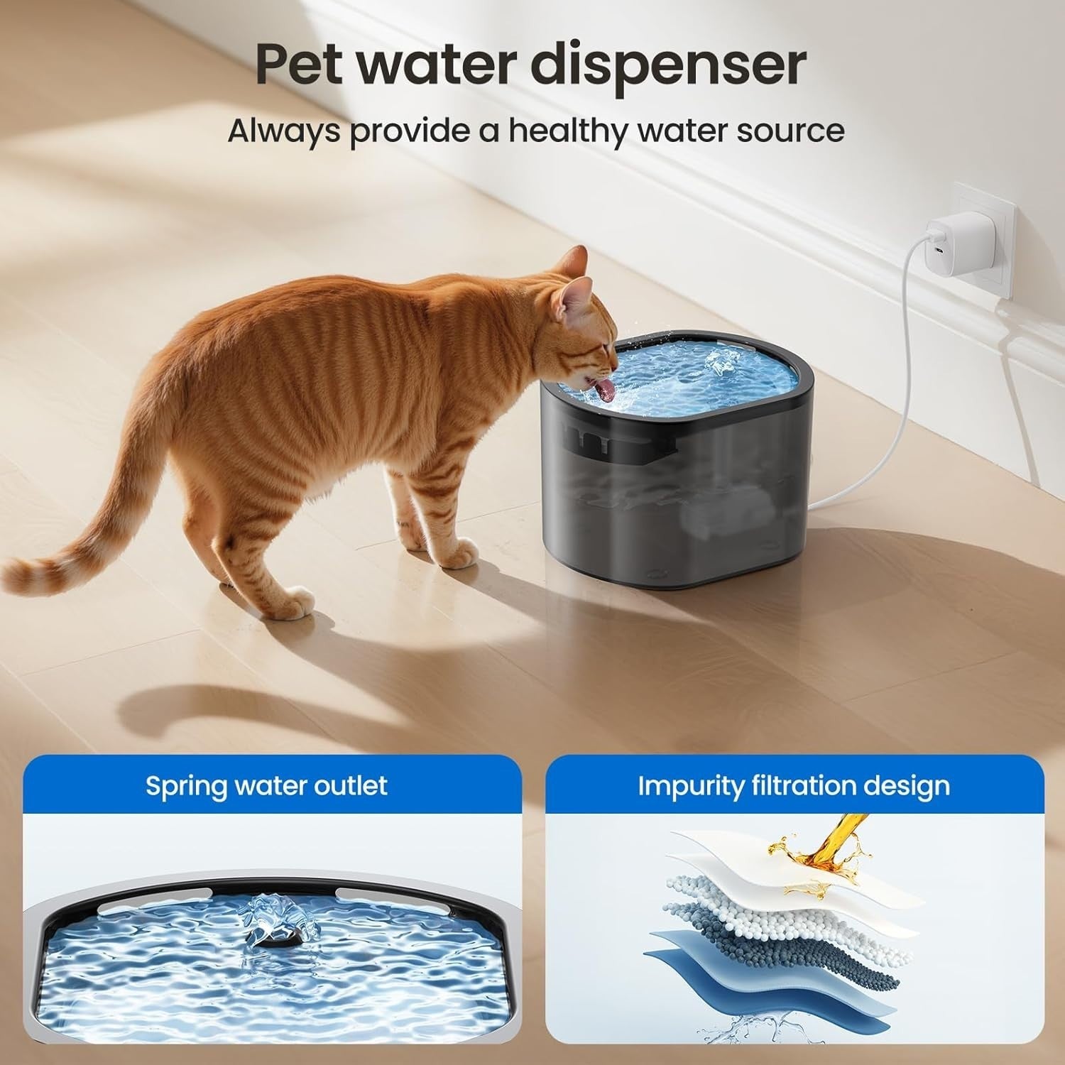 Automatic Cat Feeder Water Fountain WiFi Timer 3L Food 2.5L Pet Bowl