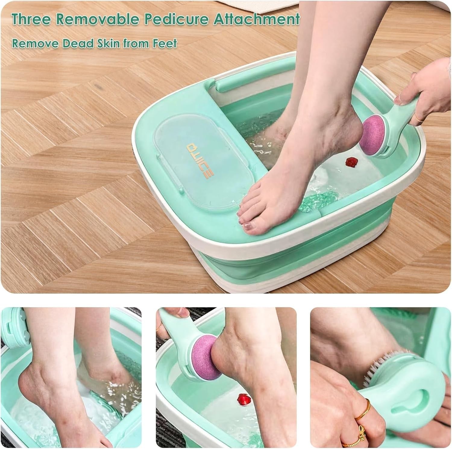Collapsible Foot Spa with Heat, Bubble & Vibration Massage, Pedicure Kit