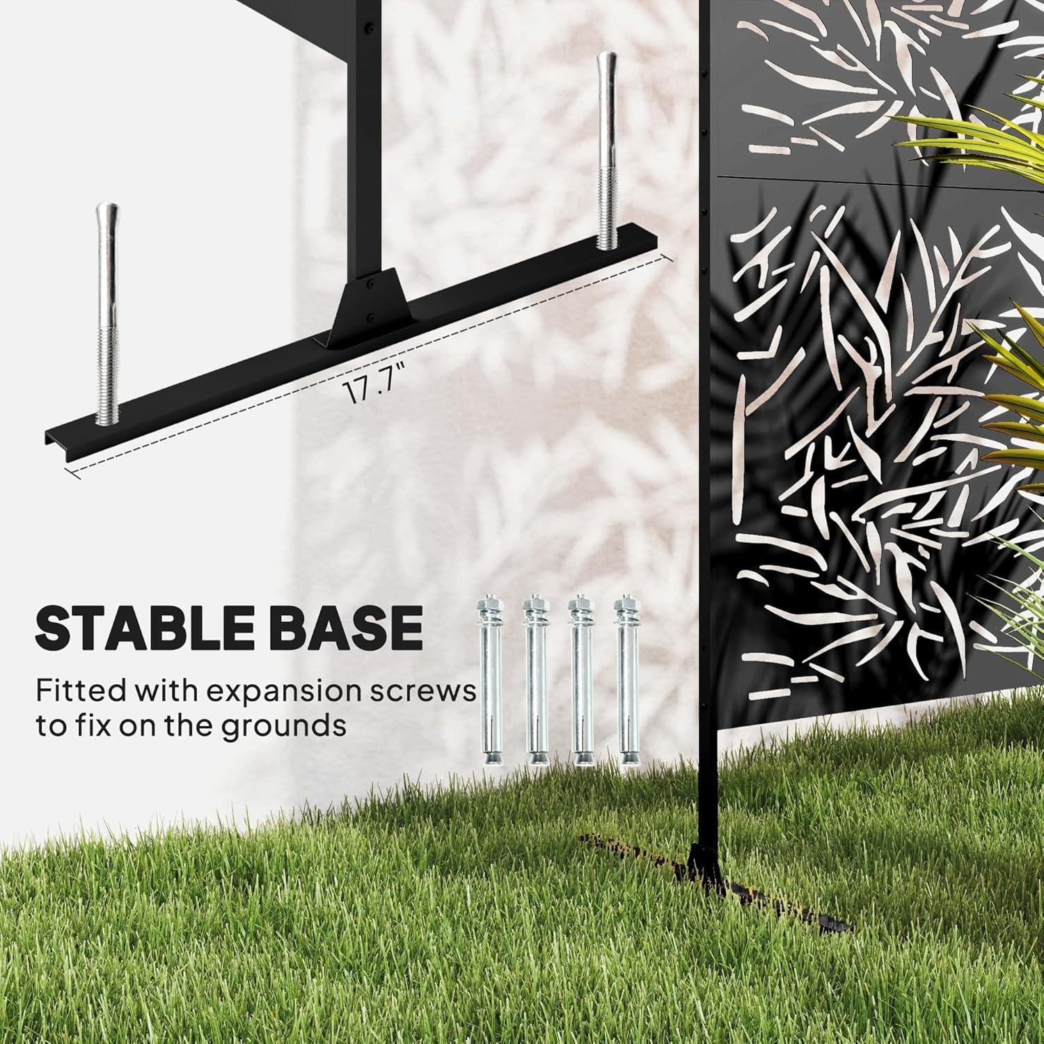 Garden Privacy Screen Freestanding Metal Divider Bamboo Design 6.5FT Outdoor