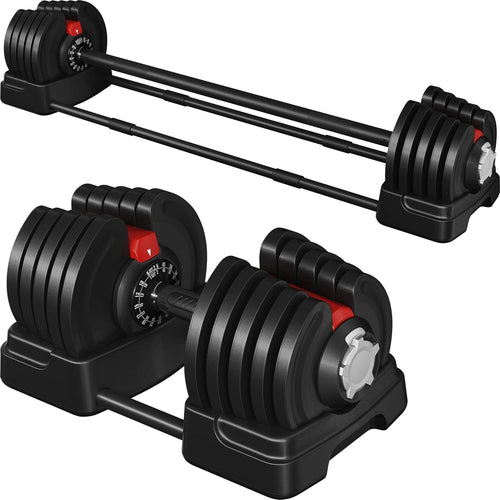 40kg Adjustable Dumbbell & Barbell Set 16-Level Quick Adjust Home Gym Weights