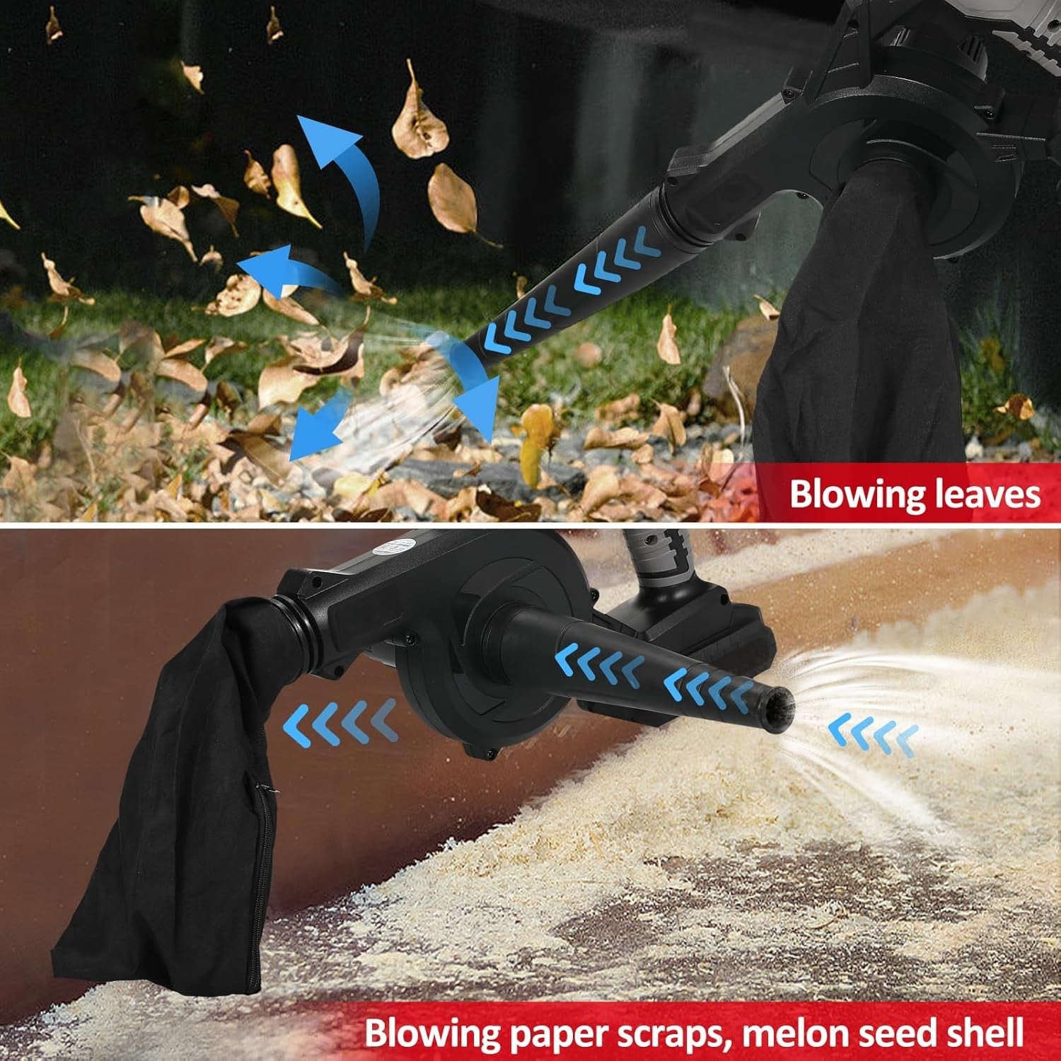 Cordless Leaf Blower Vacuum 21V Lightweight 2-in-1 Variable Speed Kit