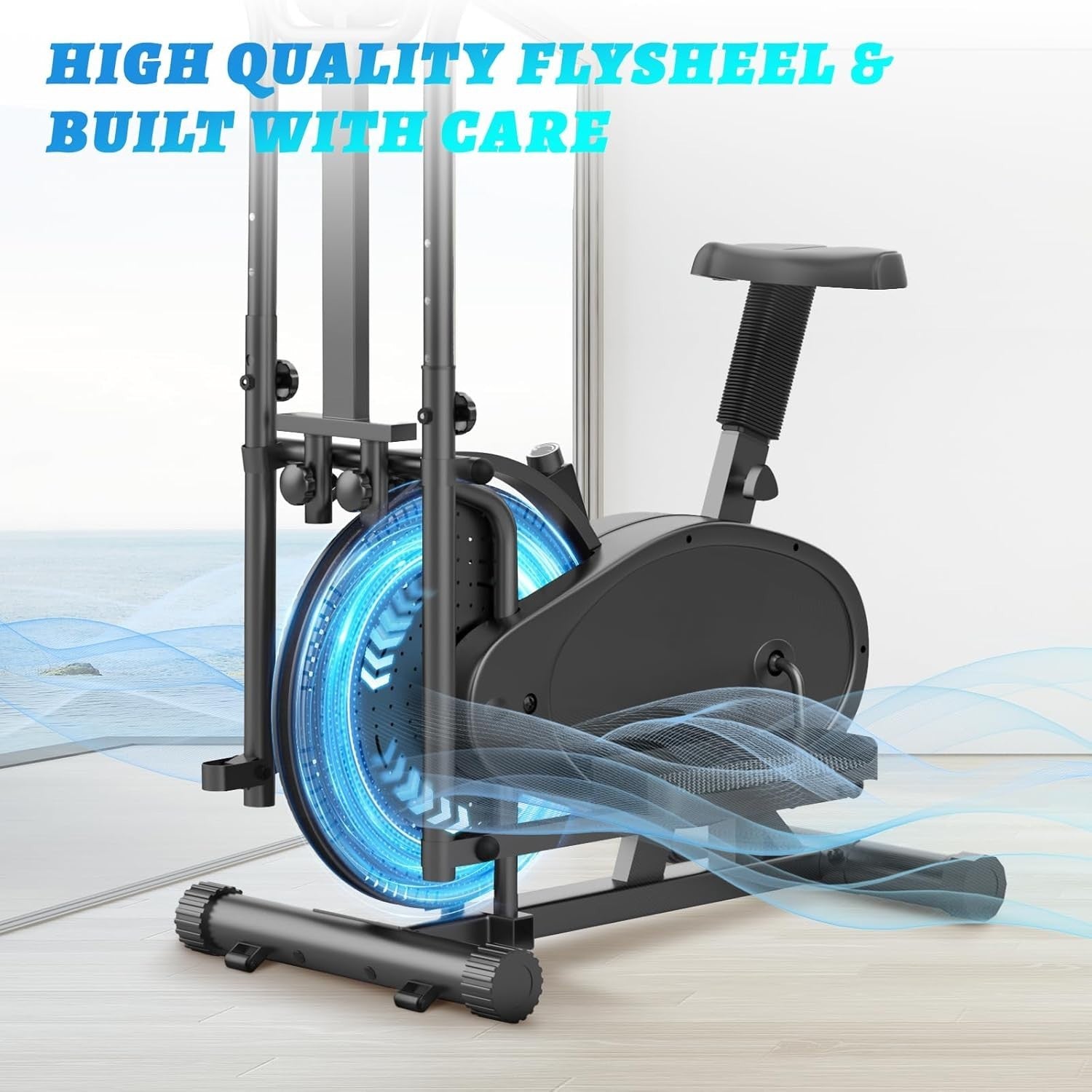 2-in-1 Elliptical Cross Trainer Exercise Bike Adjustable Seat Home Gym Machine