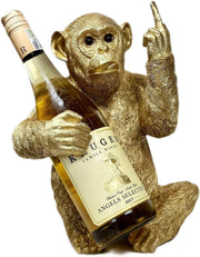 Gold Monkey Wine Bottle Holder Resin Bar Ornament Novelty Drinks Display 28cm