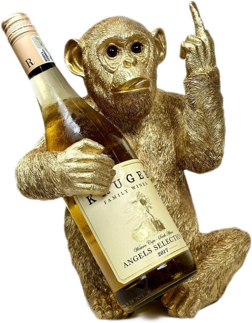 Gold Monkey Wine Bottle Holder Resin Bar Ornament Novelty Drinks Display 28cm