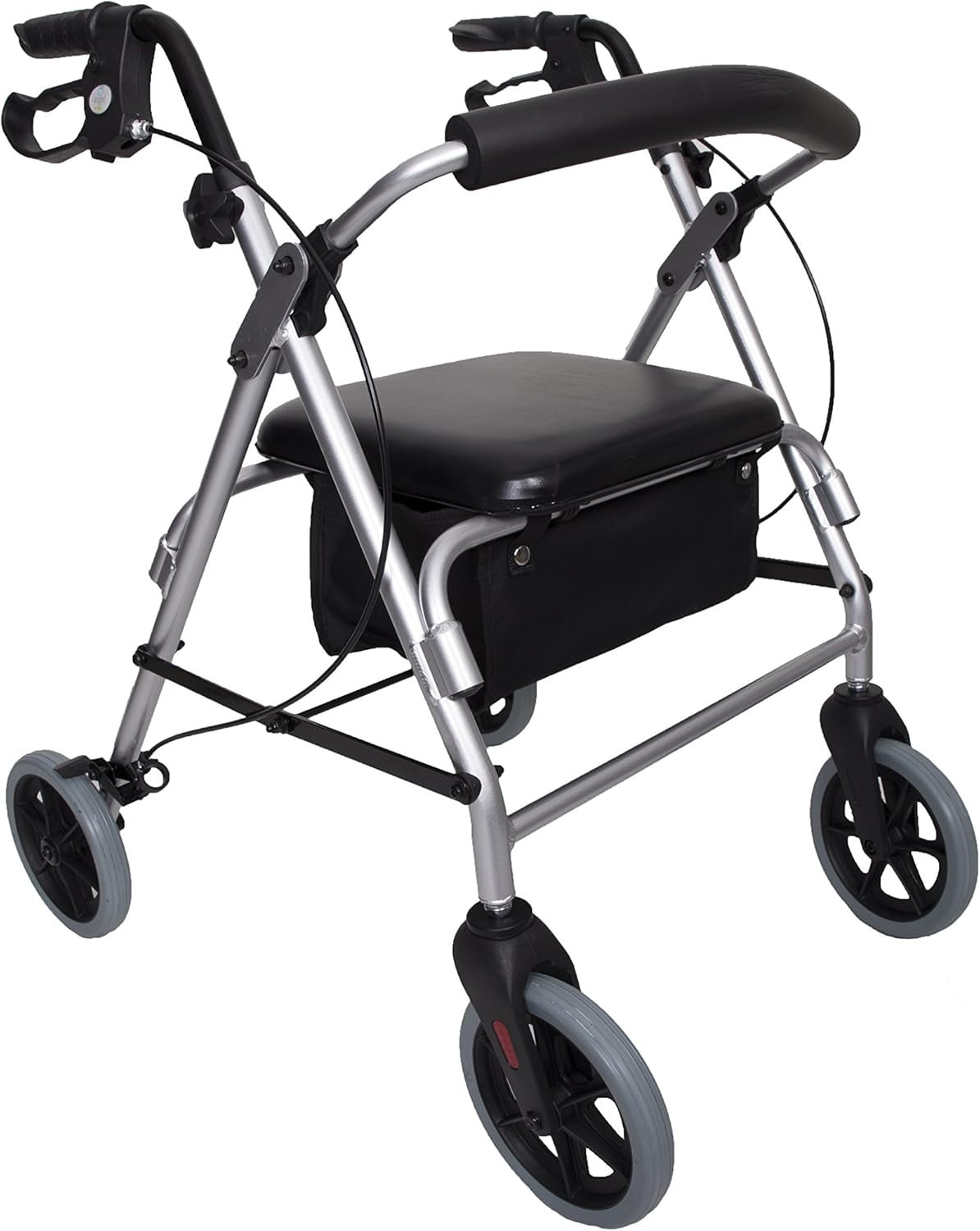 Lightweight 4 Wheel Rollator Walker with Seat Folding Aluminium Brakes