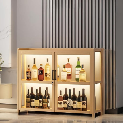 Modern LED Wine Bar Cabinet Lockable Drinks Display Sideboard 80x32.4x72cm White